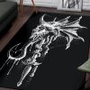 Skull Sword Demon Wing Area Rug Skull Bat Wing Demon Rug Gothic Home Decor