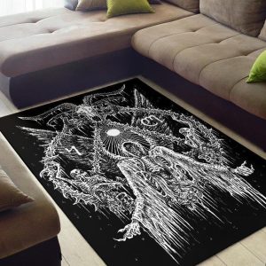 Skull Wing Skeleton Satanic Goat Area Rug Gothic Home Decor