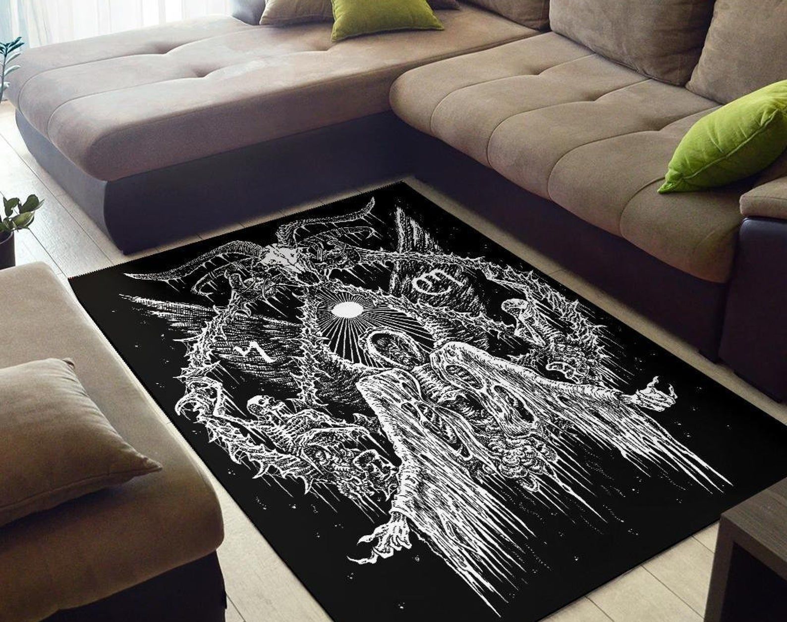 Skull Wing Skeleton Satanic Goat Area Rug Gothic Home Decor Skull Wing Skeleton Satanic Goat Area Rug Gothic Home Decor