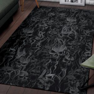 Smoke Skull Area Rug Dark Gothic Home Decor