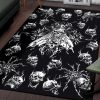 Smoke Skull Evil Goth Spider Fly Area Rug Black And White Gothic Home Decor
