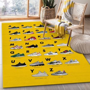 Sneakers Alphabet Area Rug Living Room Rug Home Decor Area Rug For Living Room Bedroom Rug Home Decor