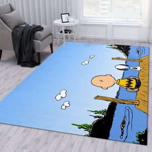 Snoopy And Charlie Brown Area Rug Bedroom Rug Family Gift Decor Area Rug For Living Room Bedroom Rug Home Decor