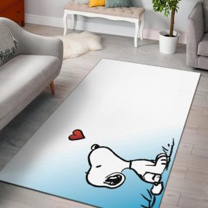 Snoopy Blue & White Area Rug Carpet