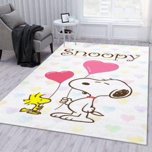 Snoopy Love Area Rug For Christmas Bedroom Rug Us Gift Decor Area Rug For Living Room Bedroom Rug Home Decor