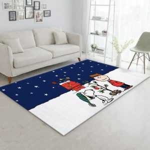 Snoopy Snow Area Rug For Christmas Living Room Rug Home Decor Area Rug For Living Room Bedroom Rug Home Decor