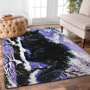 Snow Tree Bough And Black Cat Rug Home Decoration – Floor Decor The Us Decor