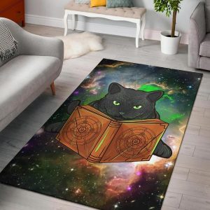 Spell Book Cat Wicca Area Rug Living Room Rug