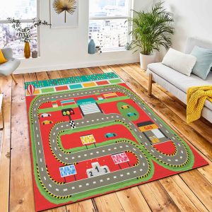 Sport Car Racing Track Play Area Rug Carpet Kid Play Rug Home Decor