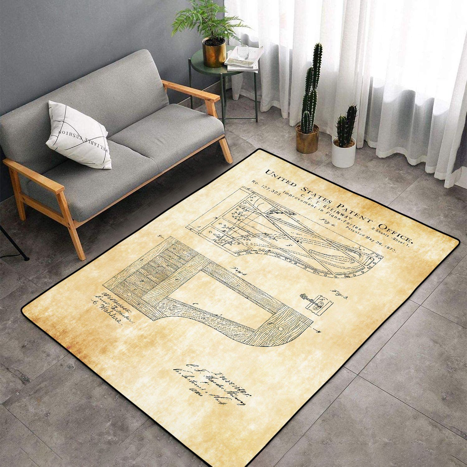 Steinway Piano Forte Patent 1872 Aak559 Area Rug For Living Room Bedroom Rug Home Decor Steinway Piano Forte Patent 1872 Aak559 Area Rug For Living Room Bedroom Rug Home Decor