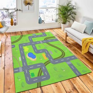 Streets Seamless Pattern Asphalt Roads Rug City Rug Room Decor