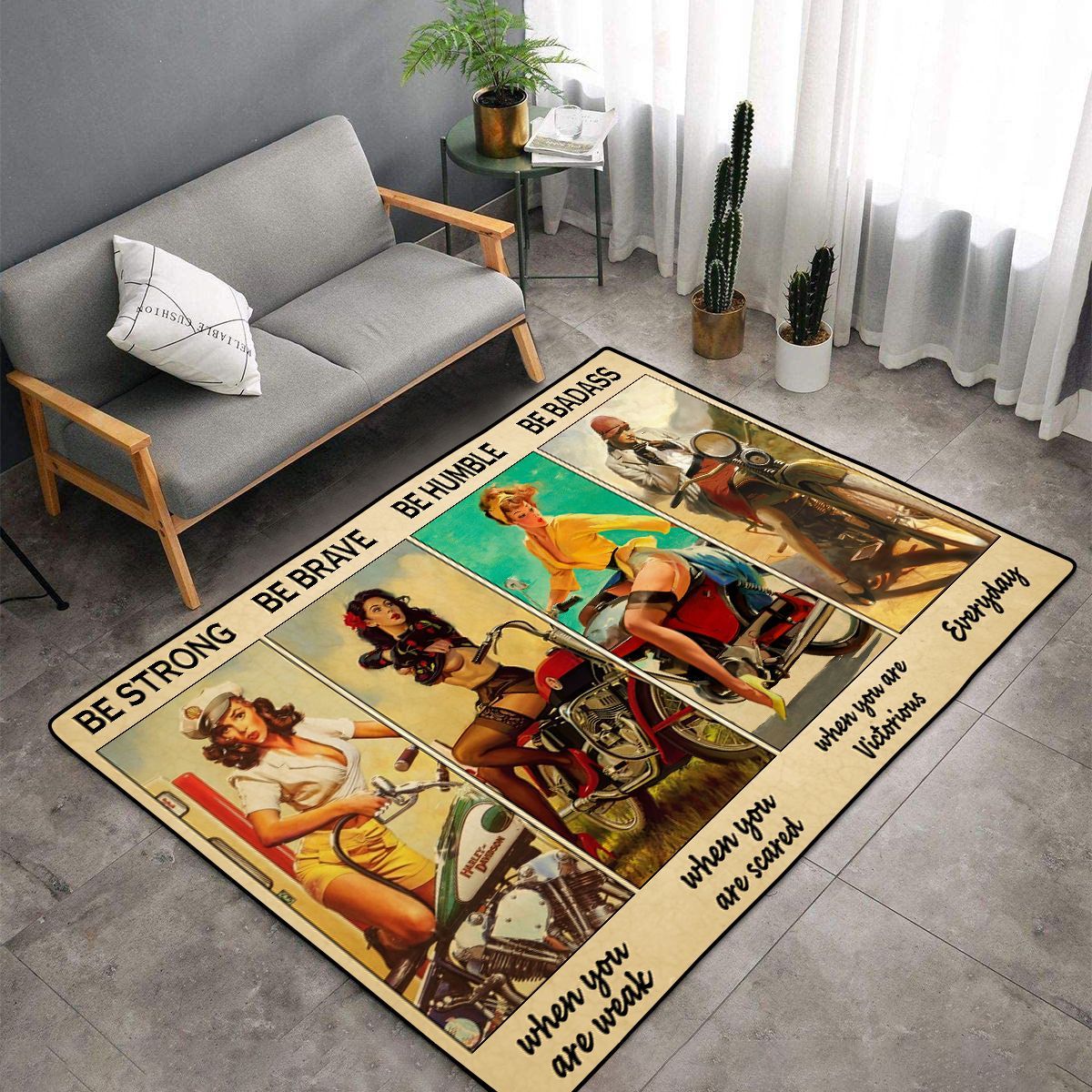 Strong When You Are Weak Biker Girl Bak063 Area Rug For Living Room Bedroom Rug Home Decor Strong When You Are Weak Biker Girl Bak063 Area Rug For Living Room Bedroom Rug Home Decor