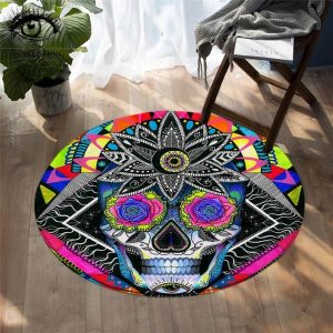 Sugar Skull By Pixie Cold Art Area Rug Carpets Area Rug For Living Room Bedroom Rug Home Decor