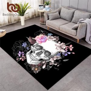 Sugar Skull Carpets Large For Living Room Floral Bedroom Area Rug Carpets Area Rug For Living Room Bedroom Rug Home Decor