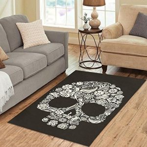 Sugar Skull Day Of The Dead Area Rug Carpet Area Rug For Living Room Bedroom Rug Home Decor