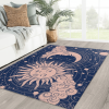 Sun And Moon Area Rug Blue Celestial Skies Floor Mat Clouds Bohemian Yoga Meditation Mystical Sun Moon Face Witchy Wicca Boho Home Decor