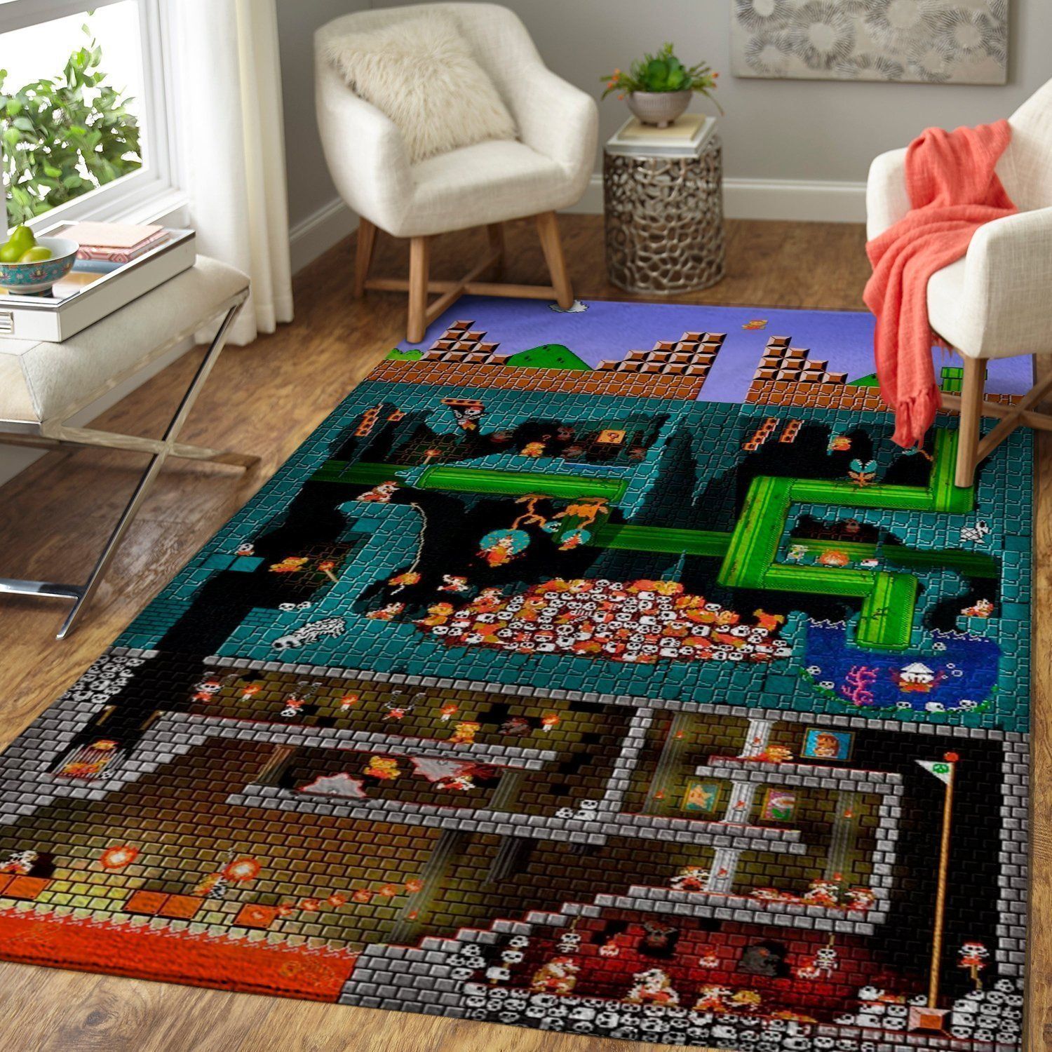 Super Mario Bros. Area Rug – The Pit Area Rug – Home Decor – Bedroom Living Room Decor Super Mario Bros. Area Rug – The Pit Area Rug – Home Decor – Bedroom Living Room Decor