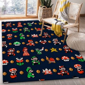 Super Mario Pattern Christmas Gift Rug Bedroom Rug Floor Decor Home Decor Area Rug For Living Room Bedroom Rug Home Decor