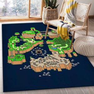 Super Mario World Map Christmas Gift Rug Bedroom Rug Floor Decor Home Decor Area Rug For Living Room Bedroom Rug Home Decor