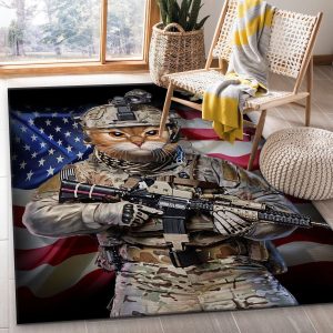 Tabby Cat Elite Soldier Area Rug Living Room And Bedroom Rug Us Gift Decor Area Rug For Living Room Bedroom Rug Home Decor
