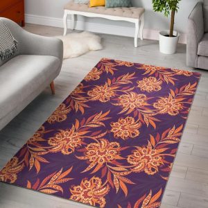 Tangerine Floral Bohemian Pattern Area Rug Bohemian Rug Home Decor
