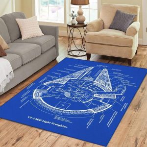 The Millenium Falcon Blueprints Rectangle Rug Carpet Area Rug For Living Room Bedroom Rug Home Decor