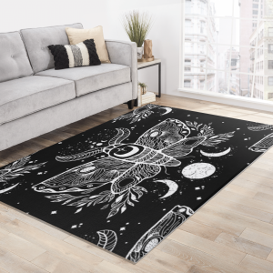 The Moth Rug Starry Night Firefly Area Rug Butterfly Floor Mat Bohemian Gothic Moon Carpet Luna Night Sky Entomology Insect Home Decor
