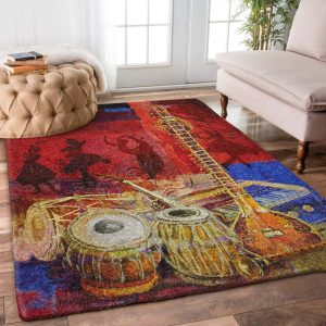 The Sitar Dhol Tabla And Harmonium Vd1410268R Rug Carpet Area Rug For Living Room Bedroom Rug Home Decor