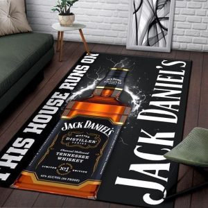 This House Runs On Jack Daniel’S Living Room Rug Carpet Rug Carpet Area Rug For Living Room Bedroom Rug Home Decor