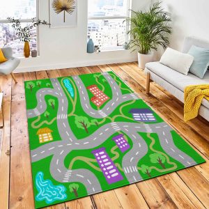 Town Kid Map Seamless City Rug Kid Play Rug Room Decor