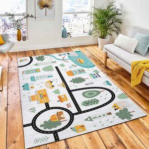 Town Map City Landscape Scandinavian Area Rug Carpet Kid Play Rug Room Decor