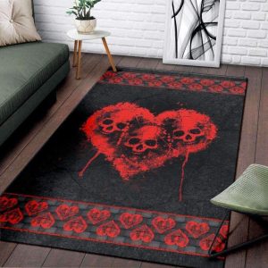 Tri Heart Premium Skull Area Rug Carpet Area Rug For Living Room Bedroom Rug Home Decor