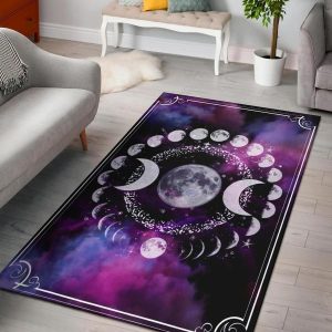 Triple Moon Phases Wicca Area Rug Living Room Rug