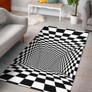 Tunnel Optical Illusion Checkered Flag Area Rug Carpet Carpets Area Rug For Living Room Bedroom Rug Home Decor