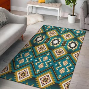 Turquoise Blue Color Native Ameican Design Area Rug Carpet Area Rug For Living Room Bedroom Rug Home Decor