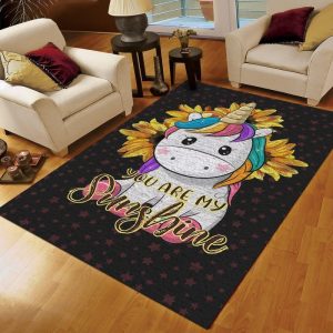 Unicorn Sunshine Carrying You Rug Carpet Area Rug For Living Room Bedroom Rug Home Decor