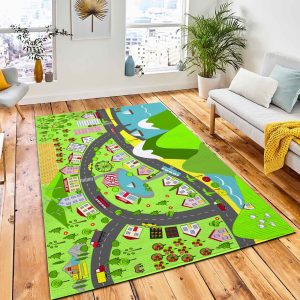 Urban Landscape Houses Sea Roads Carpet Rug Kids Rug Home Decor