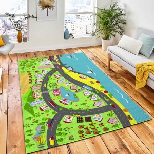 Urban Landscape Houses Sea Roads Rug Carpet Kids Rug Room Decor