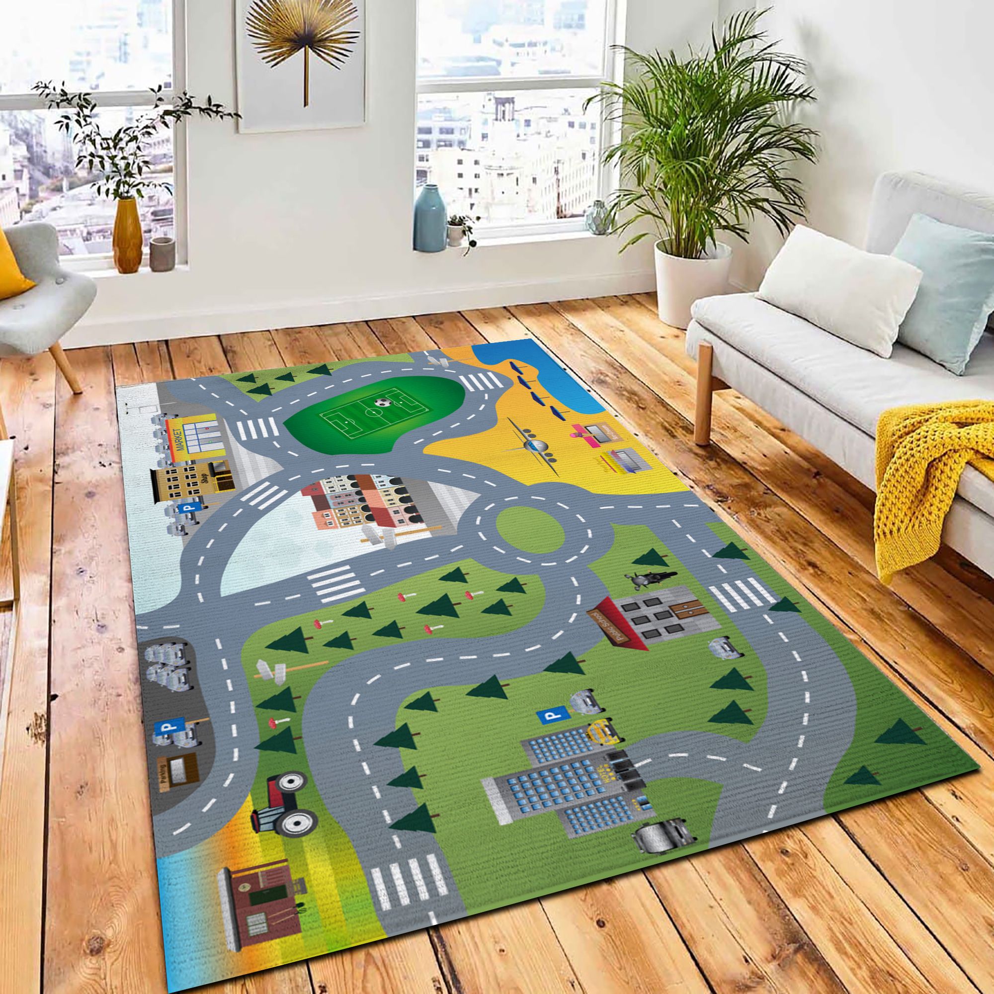 Vector Cartoon Illustration Children Carpet Carpet Rug City Rug Room Decor Vector Cartoon Illustration Children Carpet Carpet Rug City Rug Room Decor