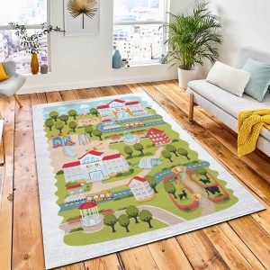 Vector Funny Cartoon Map Part Carpet Rug Kid Play Rug Room Decor