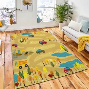 Vector Seamless Pattern Cars Construction Area Rug Nursery Rug Home Decor