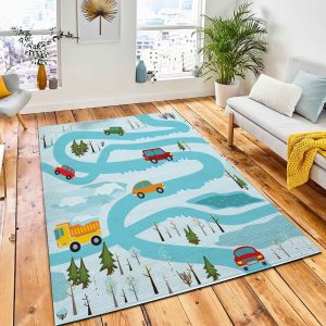 Vector Seamless Pattern Cars Construction Rug Nursery Rug Room Decor