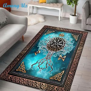 Viking Compass Yggdrasil Area Rug Bohemian Style Area Rug Living Room Rug Room Decor Rug