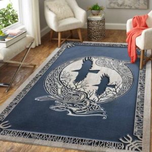 Viking Odin’S Raven Rug Bohemian Style Area Rug Living Room Rug Home Decor Rug