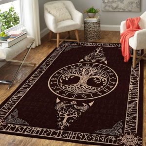 Viking Yggdrasil Brown Rug Bohemian Style Area Rug Living Room Rug Home Decor Rug