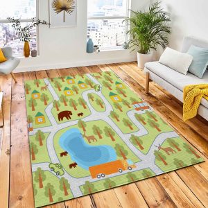 Village Forest Seamless Pattern Rug Carpet Kid Play Rug Home Decor