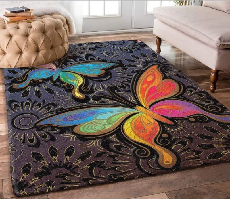 Vintage Butterfly Rectangle Ye23339 Rug Carpet Area Rug For Living Room Bedroom Rug Home Decor