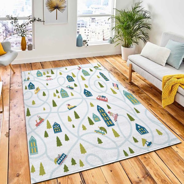 Winter Background Christmas Road Cute Carpet Rug Nursery Rug Room Decor